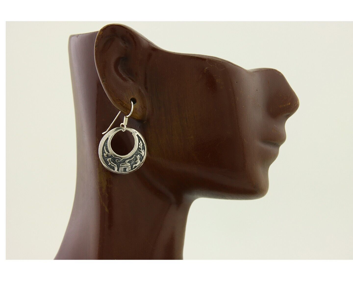 Navajo Earrings 925 Silver Dangle Pictograph Native American Artist C.80's