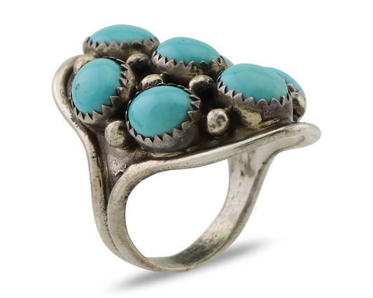 Navajo Handmade Ring 925 Silver Kingman Turquoise Native American C.80's