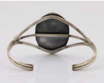 Navajo Bracelet 925 Silver Sleeping Beauty Turquoise Signed IHMJ C.80's