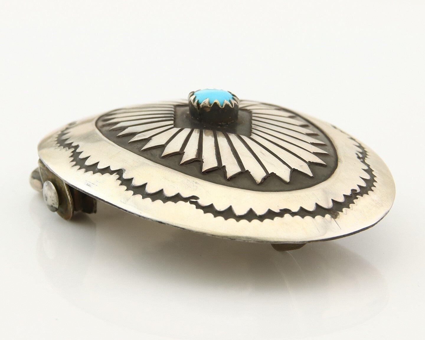 Navajo Belt Buckle 925 Sterling Silver Concho Native Artist 1.5x1.9 in C.80's