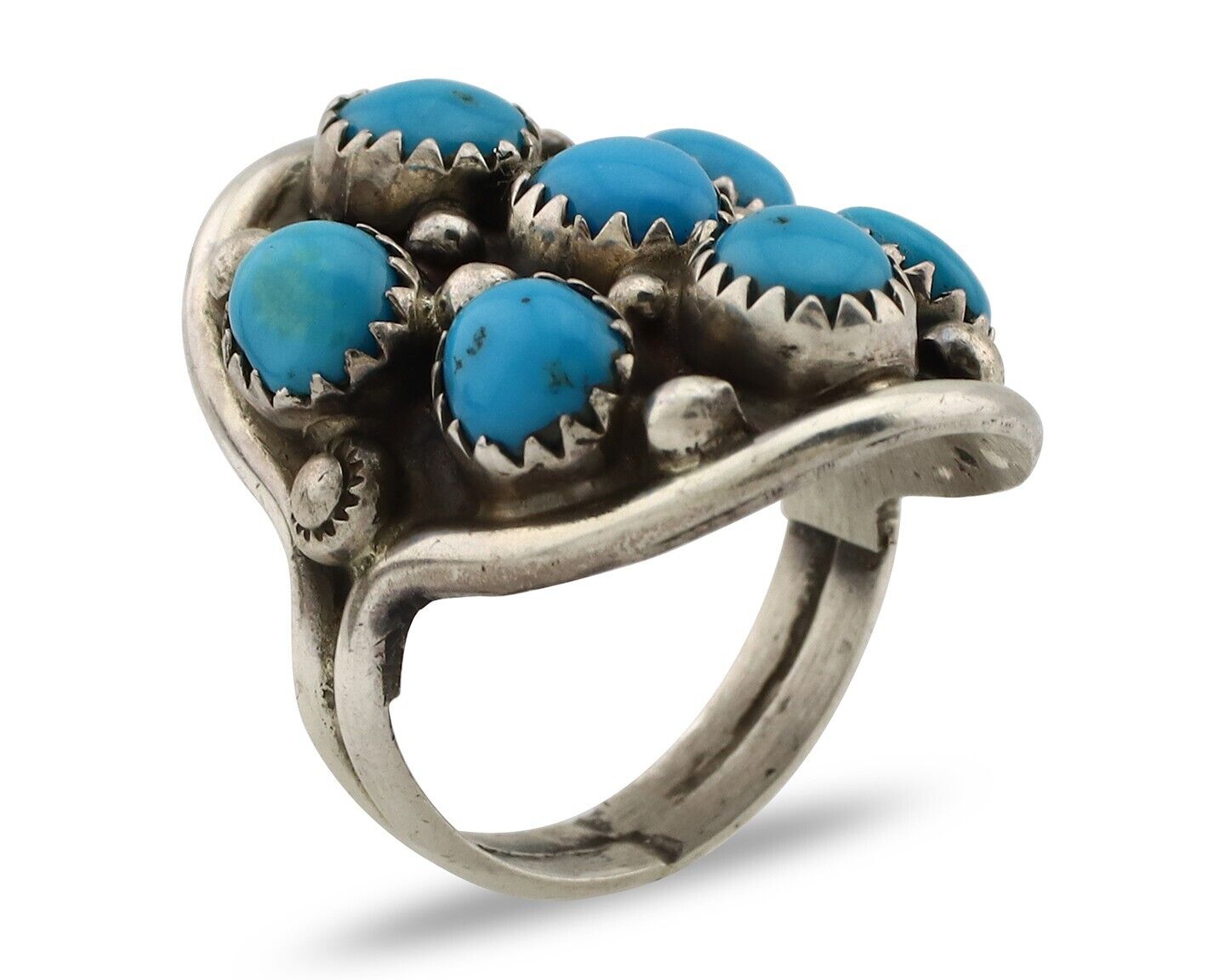 Navajo Ring 925 Silver Natural Blue Turquoise Signed Phillip Zachary Artist C80s