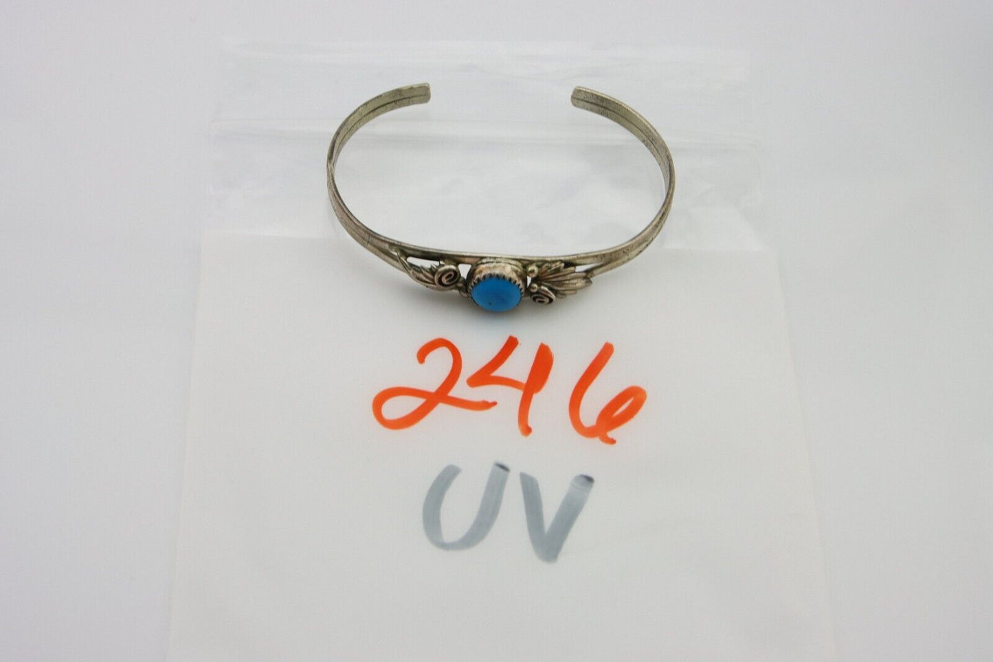 Navajo Cuff Bracelet 925 Silver Turquoise Artist Signed Running Bear C.80's