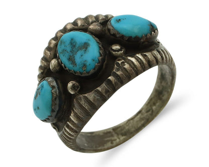 Zuni Ring .925 Silver Natural Sleeping Beauty Turquoise Native Artist C.80's