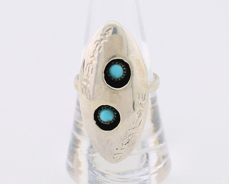 Navajo Ring 925 Silver Natural Blue Turquoise Native American Artist C.80's