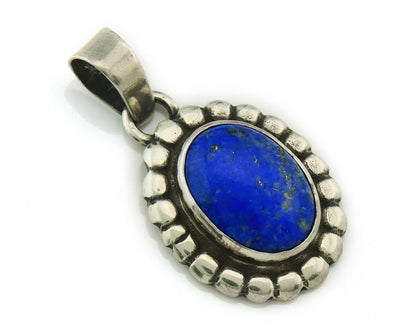Navajo Pendant 925 Sterling Silver Natural Lapis Vintage Signed Rabbit Stick