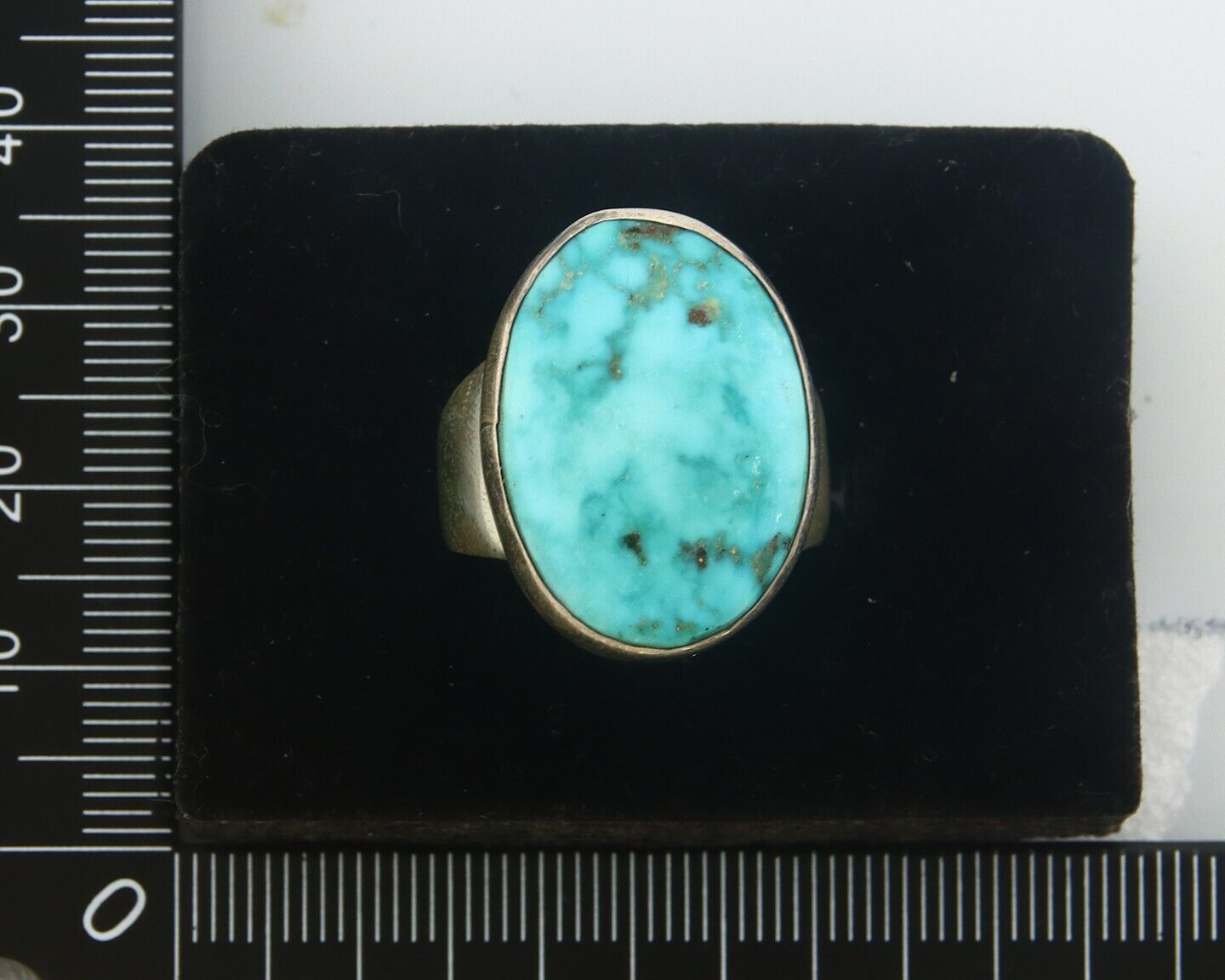 Navajo Ring 925 Sterling Turquoise Handmade Signed M Montoya C.80's Sz 8.5