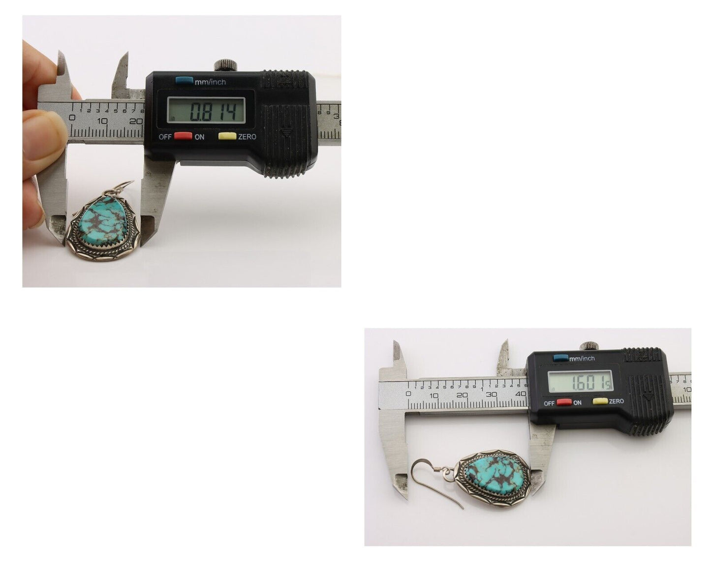 Navajo Dangle Earrings 925 Silver Whole Blue Turquoise Signed Begay C.80's