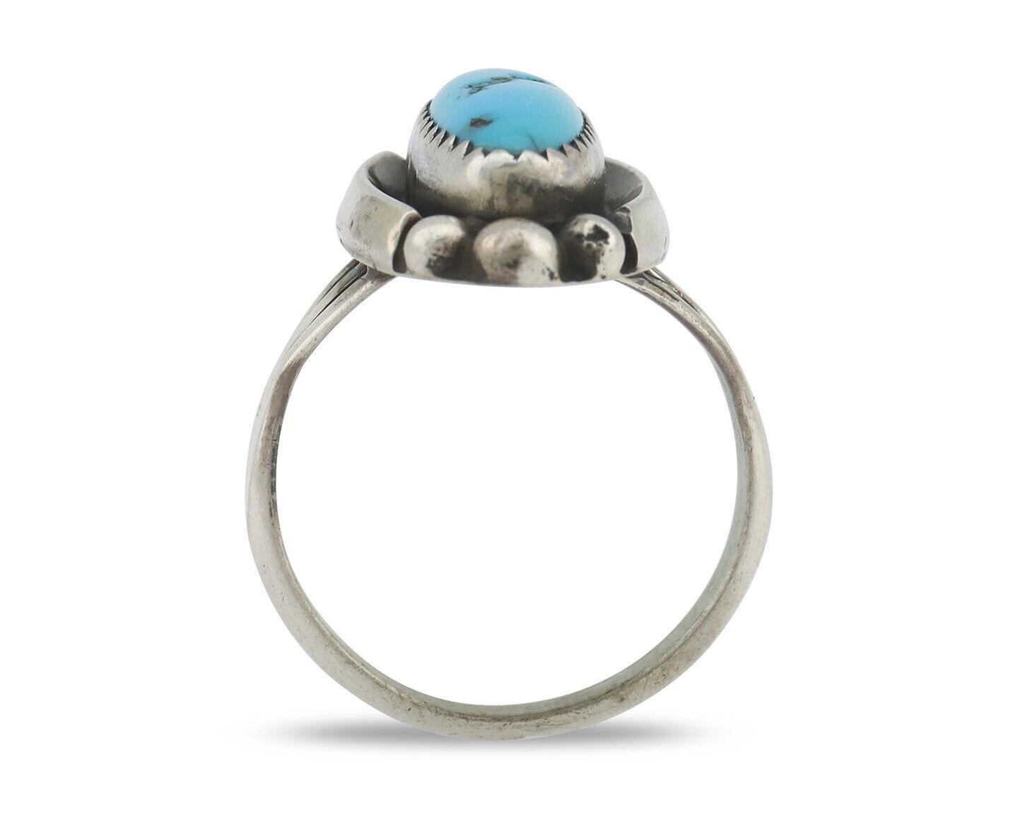 Navajo Ring .925 Silver Sleeping Beauty Turquoise Signed SkyStone Creations C80s