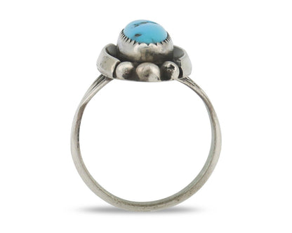 Navajo Ring .925 Silver Sleeping Beauty Turquoise Signed SkyStone Creations C80s