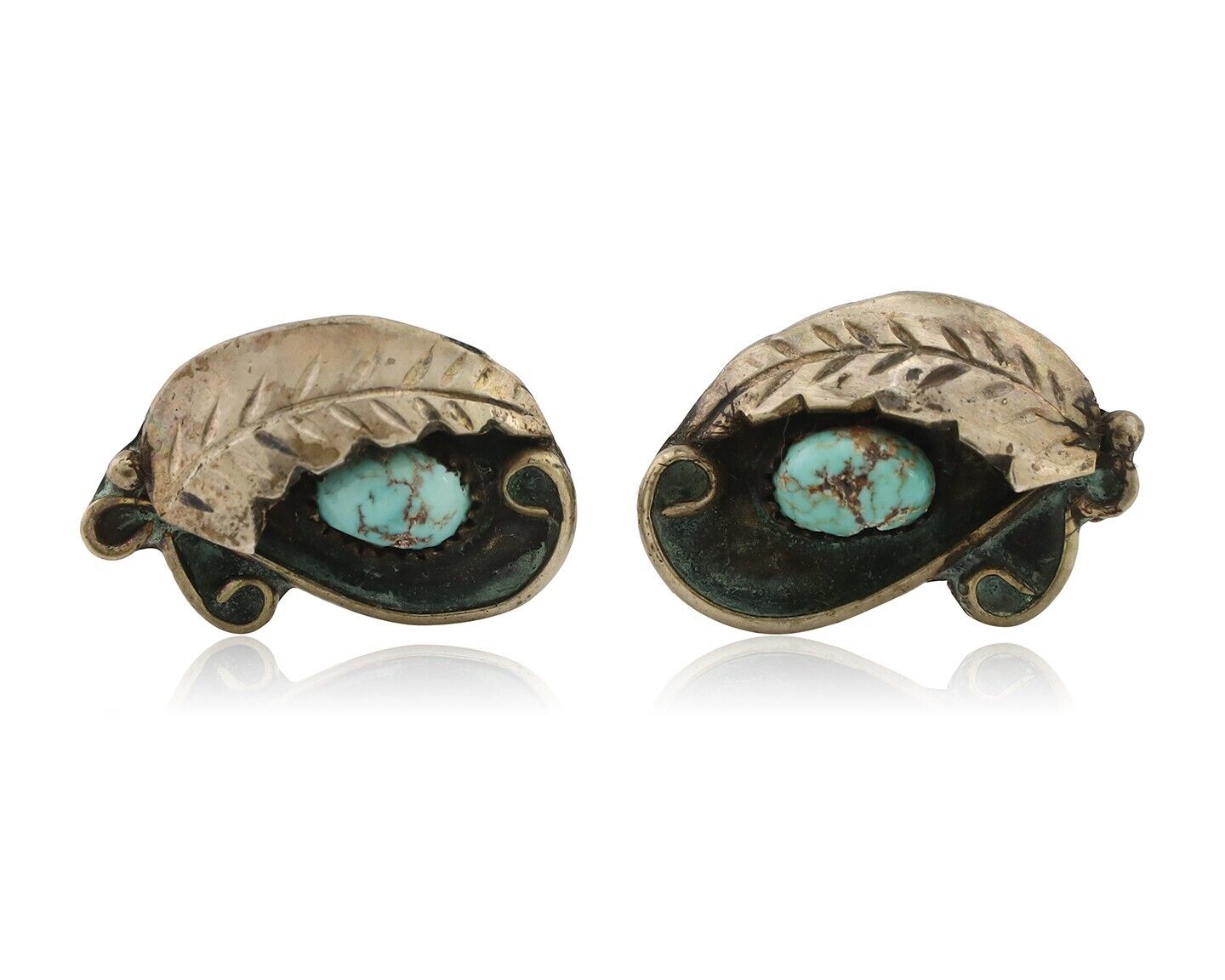 Navajo Earrings 925 Silver Natural Turquoise Native American Artist C.80's