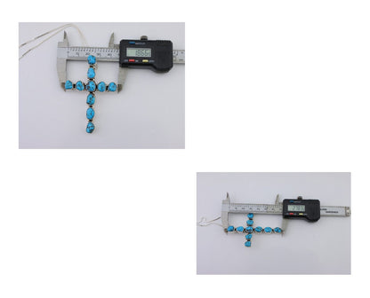 Navajo Cross Necklace 925 Silver Blue Turquoise Signed Native American C.80's