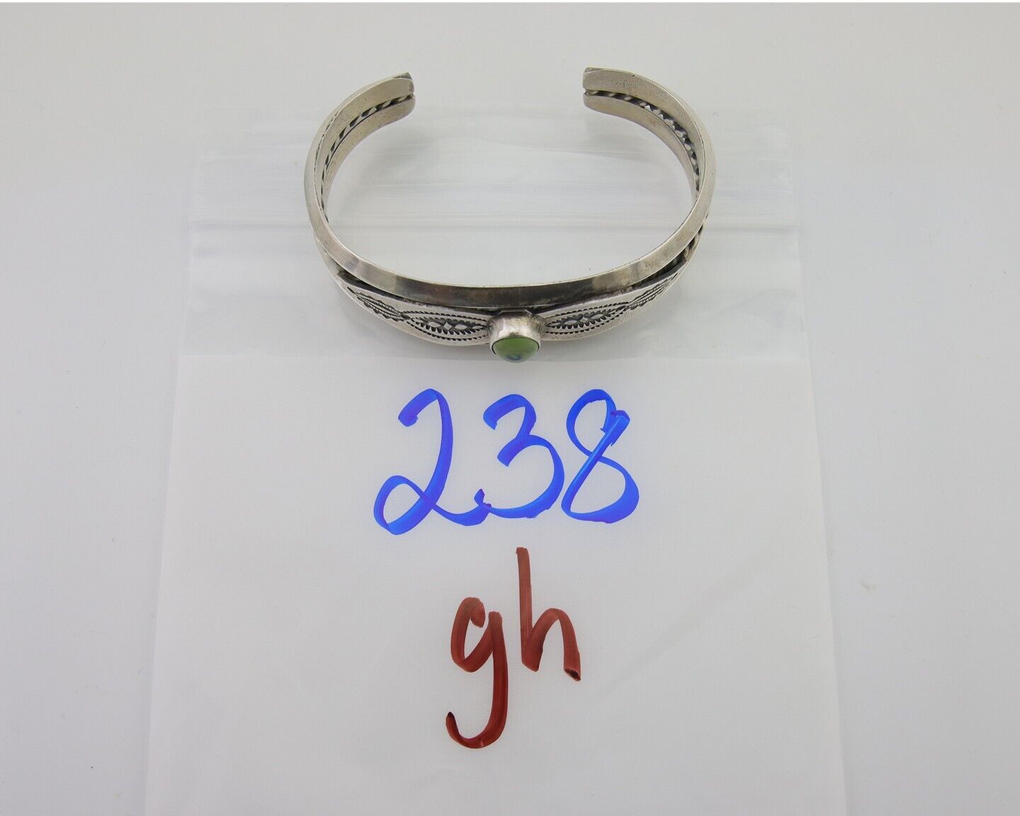 Navajo 925 Silver Handmade Bracelet Green Turquoise Native C.80's