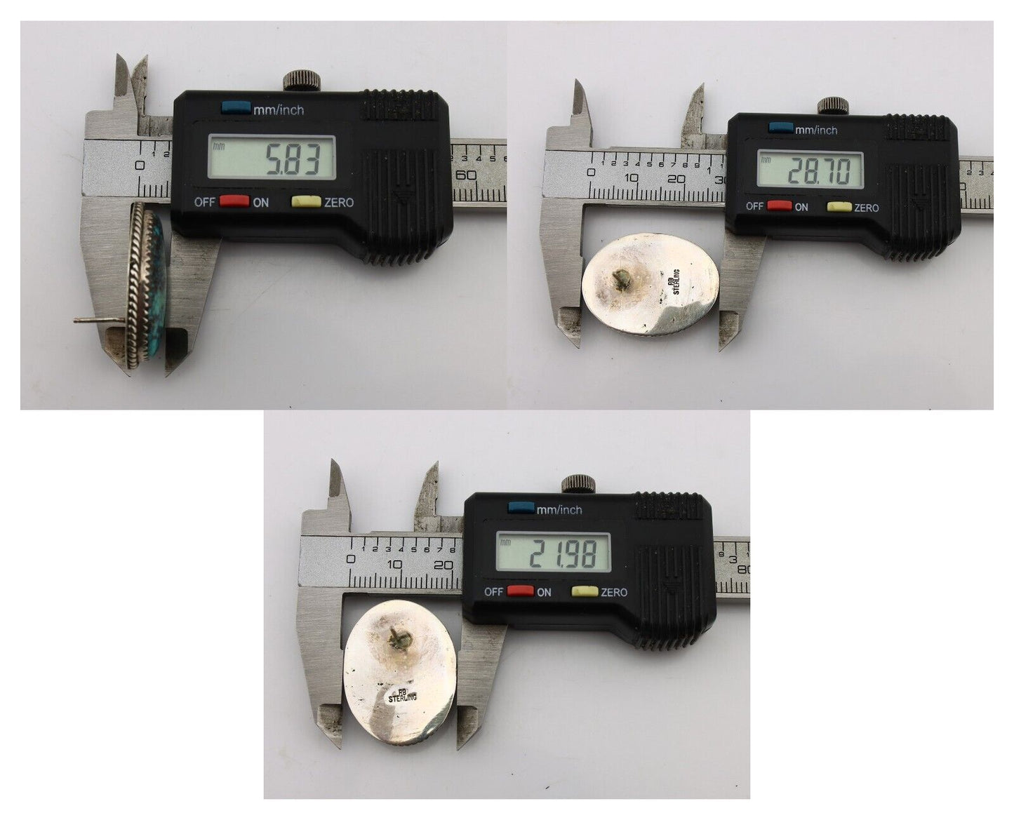 Navajo Earrings 925 Silver Spiderweb Turquoise Artist Signed RB C.80's