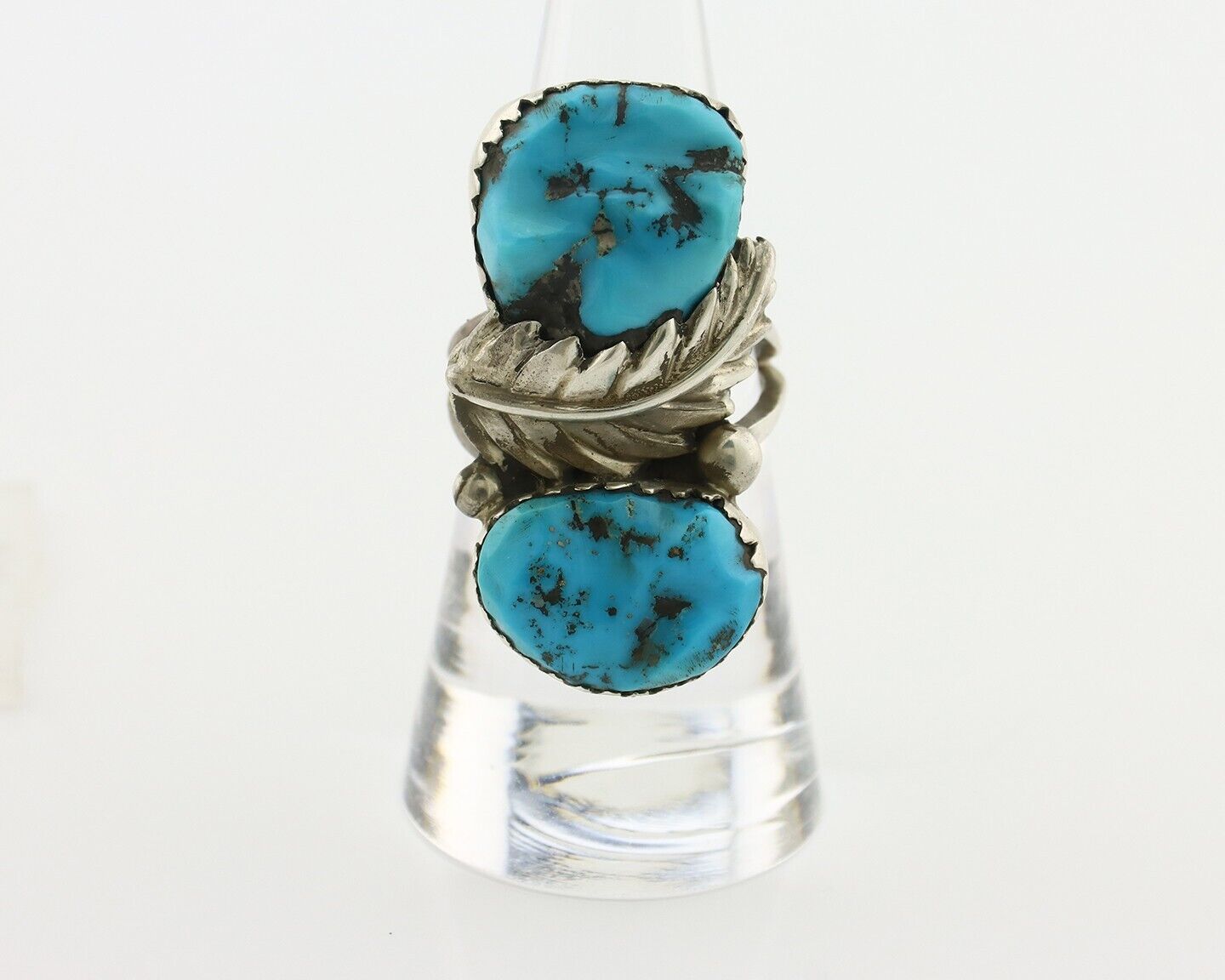 Zuni Ring 925 Silver Sleeping Beauty Turquoise Artist Signed SC C.80's