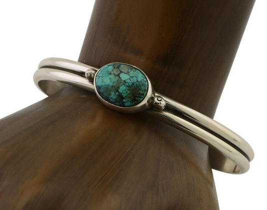 Navajo Cuff Bracelet 925 Silver Natural Blue Turquoise Native American C.80's