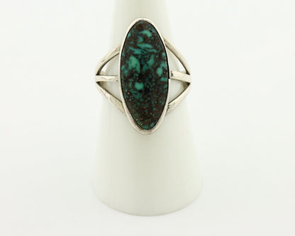 Navajo Ring 925 Silver Natural Spiderweb Turquoise Native American Artist C.80's