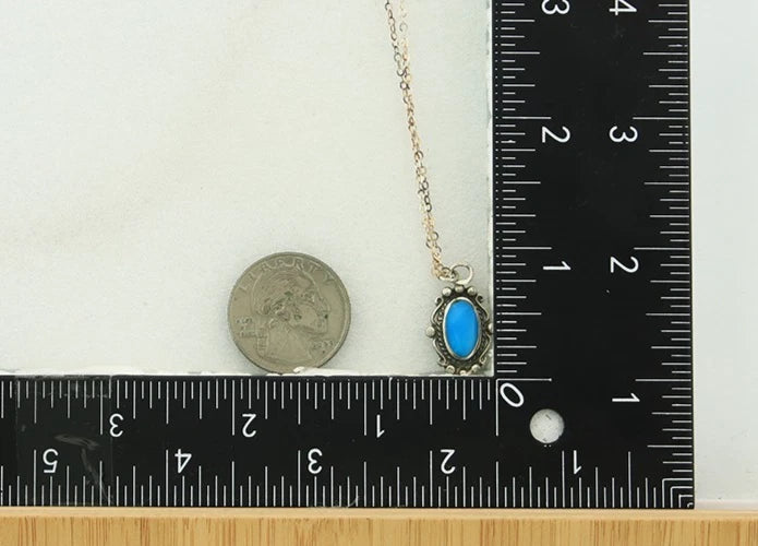 Navajo Necklace Sterling Silver Natural Blue Turquoise Handmade Vintage