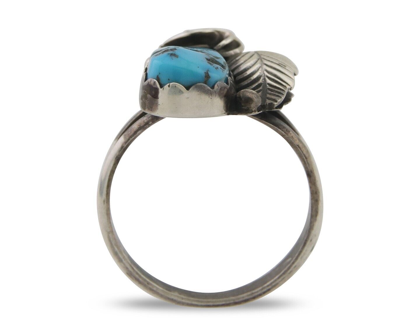 Navajo Ring 925 Silver Sleeping Beauty Turquoise Native American Artist C.80's