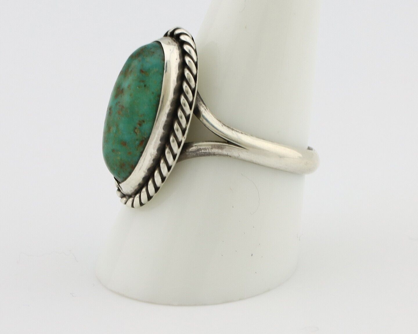 Navajo Ring 925 Silver Kingman Turquoise Native American Artist C.80's