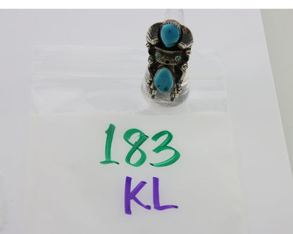 Navajo Kachina Ring 925 Silver Natural Turquoise Artist Signed CO C.80's