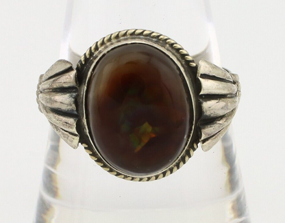 Navajo Handmade Ring 925 Silver Natural High Grade Fire Opal Native Artist C.80s