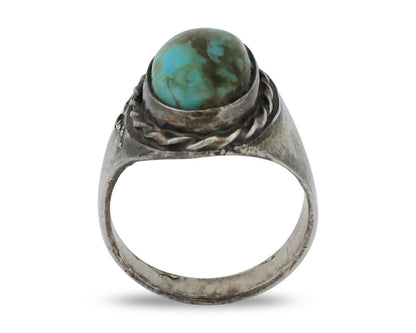 Navajo Ring 925 Silver Natural Blue Turquoise Native American Artist C.80's