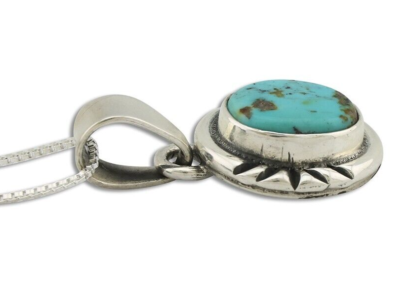 Navajo Necklace 925 Silver Arizona Turquoise Handmade Signed Gecko C.90's