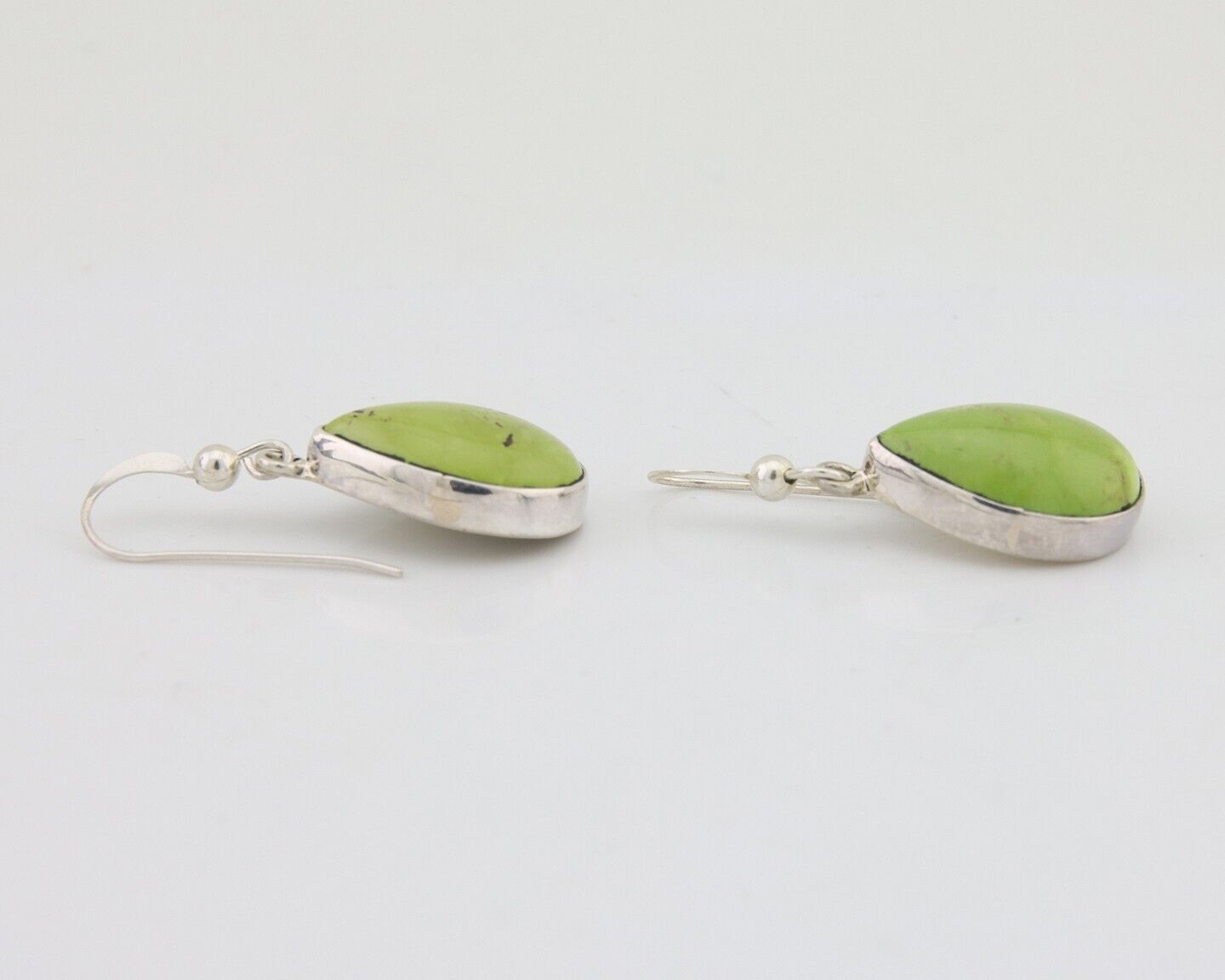 Navajo Dangle Earrings 925 Silver Natural Gaspeite Native Artist C.80's