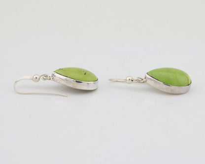 Navajo Dangle Earrings 925 Silver Natural Gaspeite Native Artist C.80's