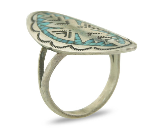 Vintage Navajo Ring 925 Sterling Turquoise Native American Artist Size 5.25
