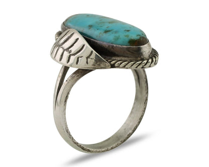 Navajo Handmade Ring 925 Silver Natural Turquoise Native American Artist C.80's