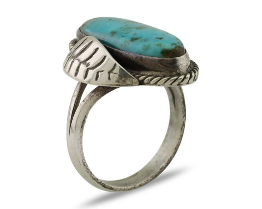 Navajo Handmade Ring 925 Silver Natural Turquoise Native American Artist C.80's