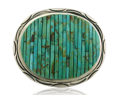 Navajo Belt Buckle 925 Silver Sterling Silver Signed Pete Sierra 2.65 x 3.15 in