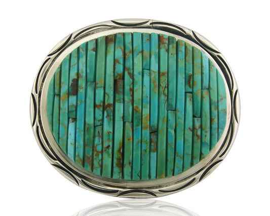 Navajo Belt Buckle 925 Silver Sterling Silver Signed Pete Sierra 2.65 x 3.15 in