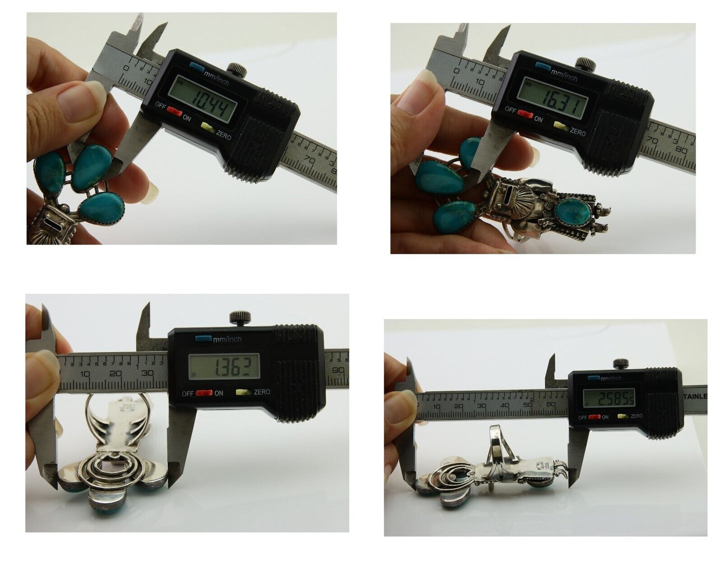 Navajo Kachina Ring 925 Silver Gem Turquoise Signed Broken Arrow C.80's