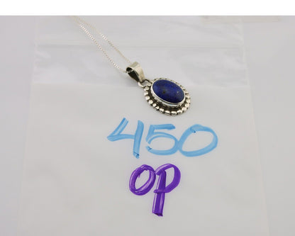 Navajo Pendant 925 Silver Natural Lapis Lazuli Signed Sunrise C.80's