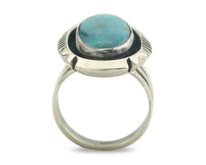 Navajo Ring 925 Sterling Turquoise Handmade Native Artist C.80's Size 7.25