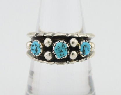 Navajo Ring 925 Silver Natural Blue Turquoise Native American Artist C.80's