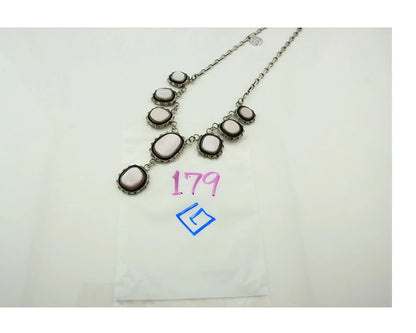 Navajo Necklace 925 Sterling Silver Pink Muscle Vintage Artist Signed P Attakai