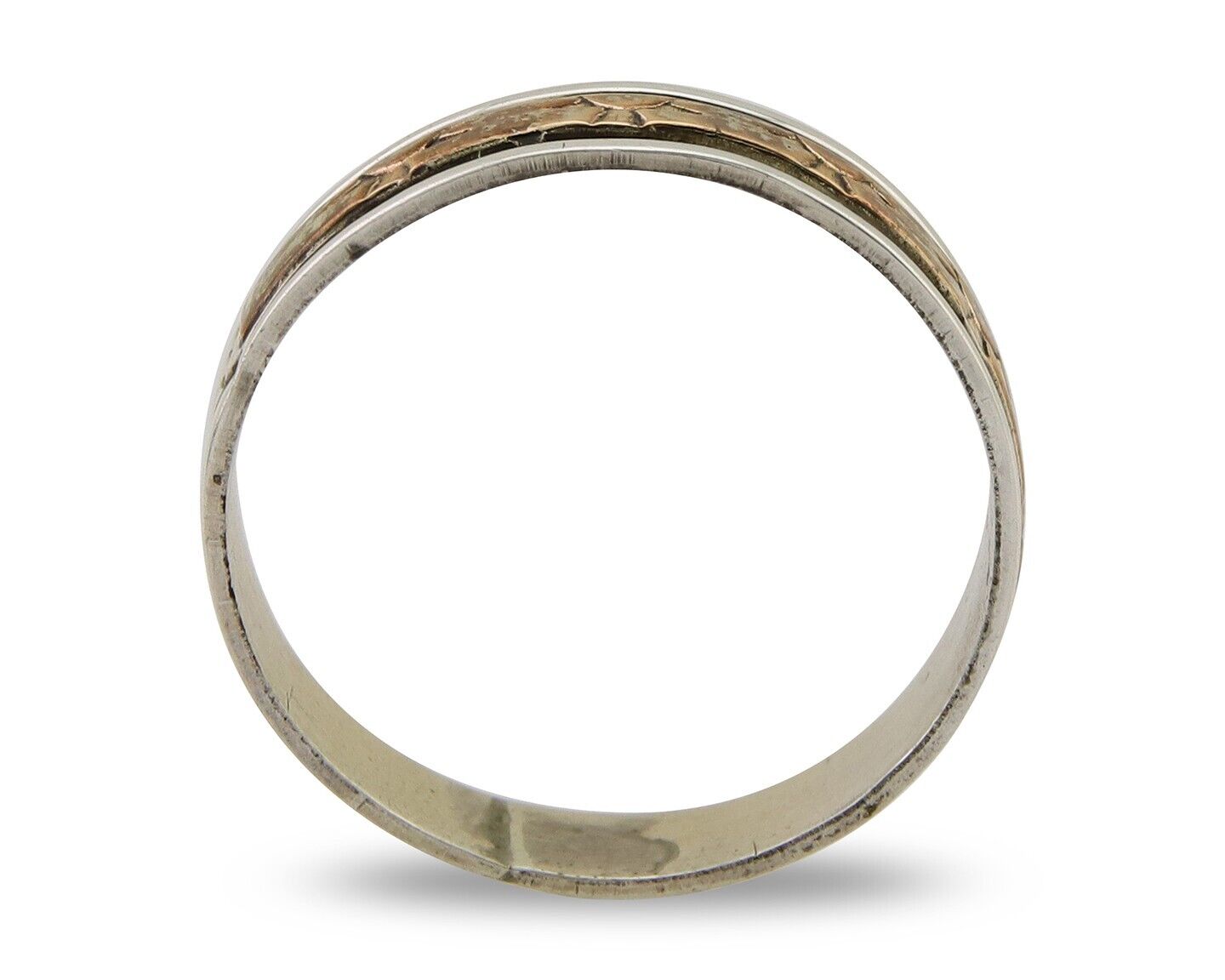 Navajo Handmade Ring 925 Silver & Gold Artist Signed E C.80's