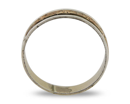 Navajo Handmade Ring 925 Silver & Gold Artist Signed E C.80's