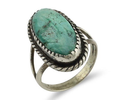 Navajo Ring 925 Silver Kingman Turquoise Native American Artist C.80's