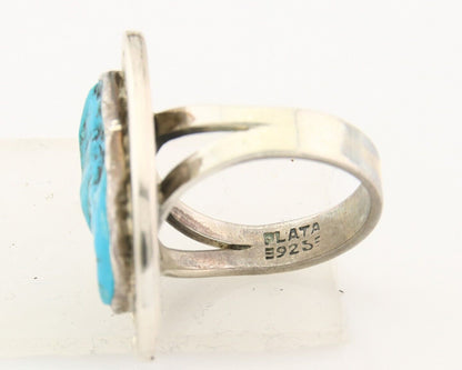 Mexican Handmade Ring 925 Sterling Natural Mined Turquoise C.80's Size 8