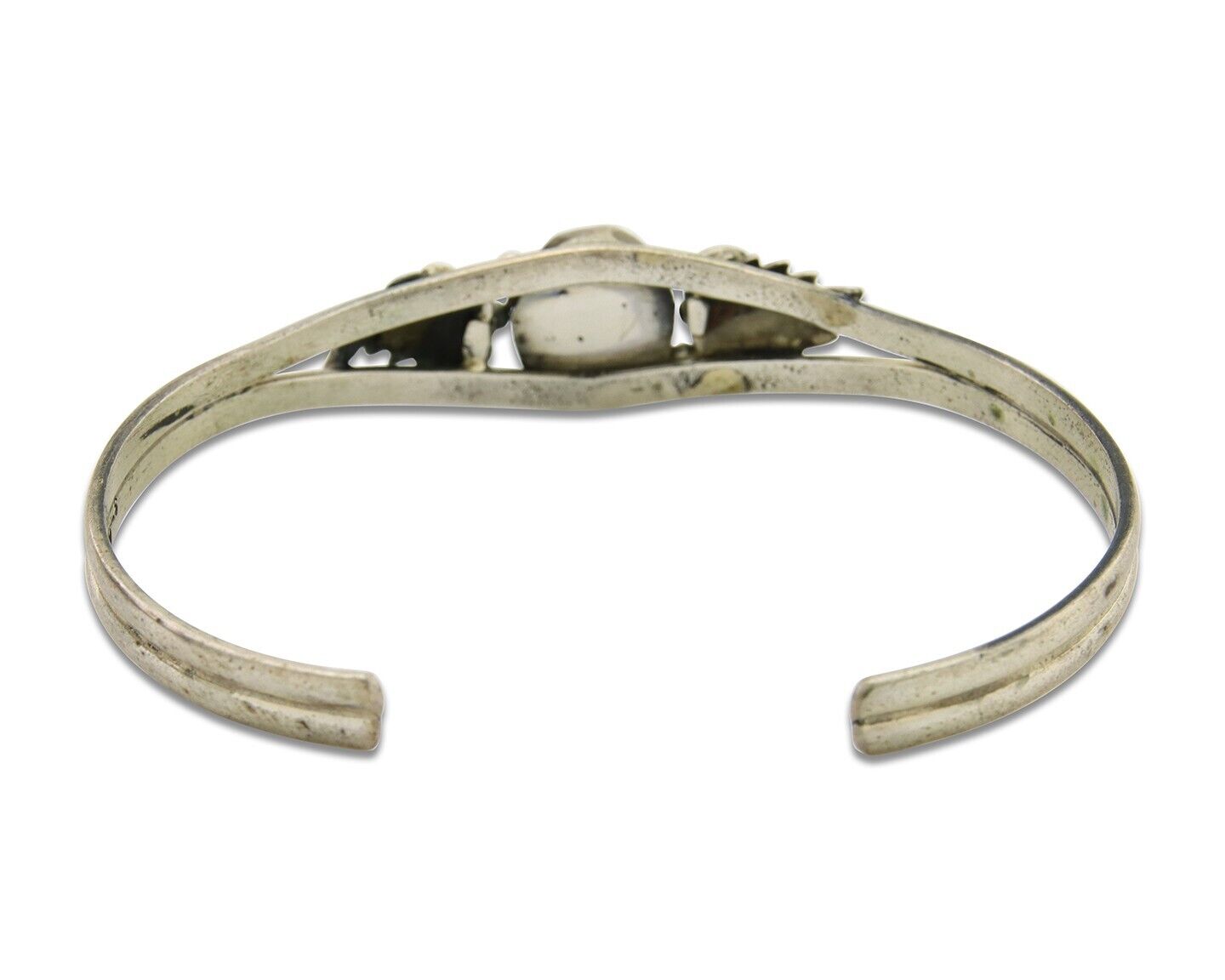 Navajo Cuff Bracelet 925 Silver Turquoise Artist Signed Running Bear C.80's