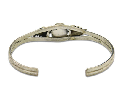 Navajo Cuff Bracelet 925 Silver Turquoise Artist Signed Running Bear C.80's