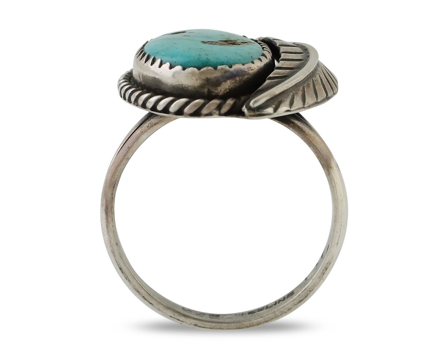Navajo Handmade Ring 925 Silver Natural Turquoise Artist Signed IJC C.80's