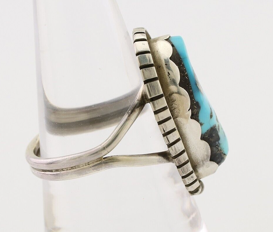 Navajo Handmade Ring 925 Silver Turquoise Signed Tony Guerro C.80's