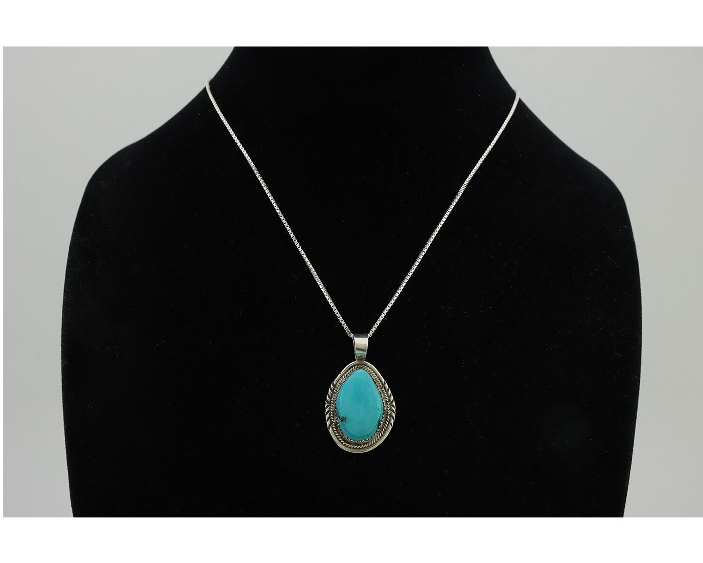 Navajo Necklace 925 Silver Kingman Turquoise Signed Anna Begay C.80's