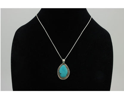 Navajo Necklace 925 Silver Kingman Turquoise Signed Anna Begay C.80's