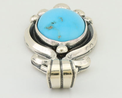 Navajo Pendant 925 Silver Natural Turquoise Artist Signed RB C.80's